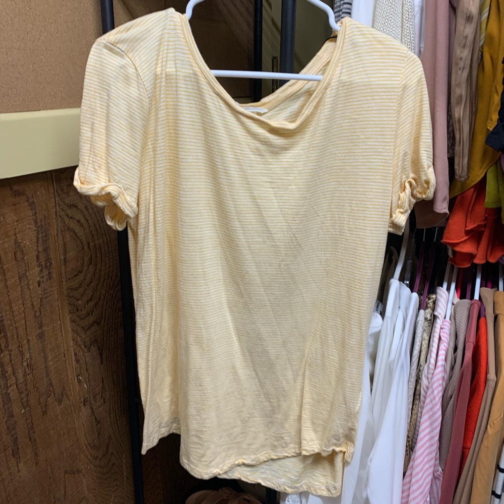 A White and yellow striped top